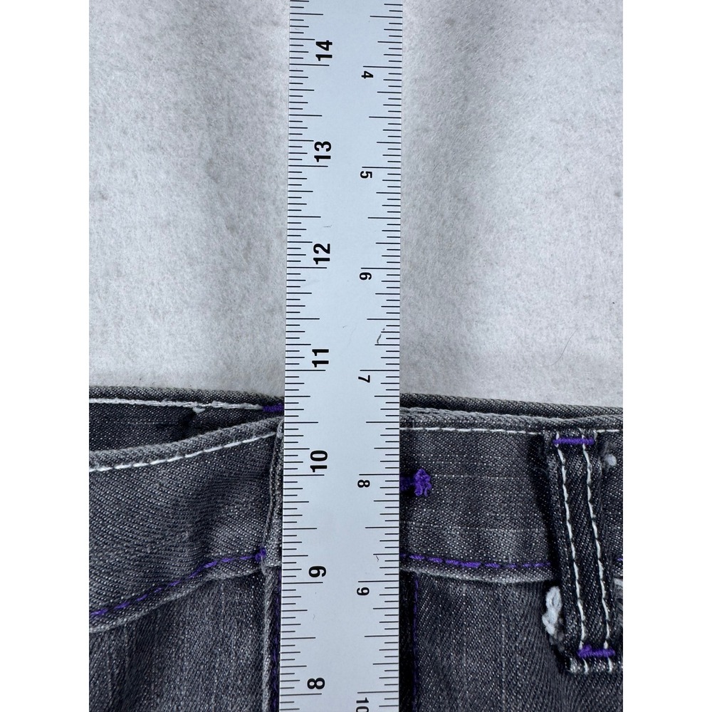 King Maker Mens Straight Leg Jeans Black Faded Purple Contrast Stitch Size 34x28 - Picture 13 of 15
